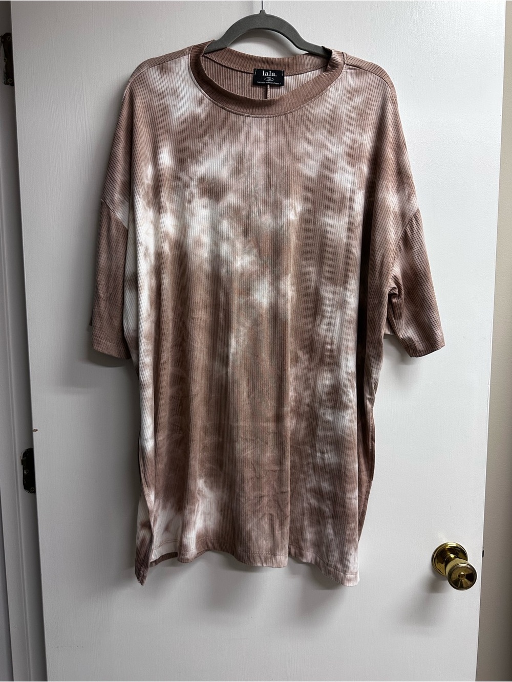 Weekend Tie-Dye Short Sleeve Tunic + Capri - Brown/White